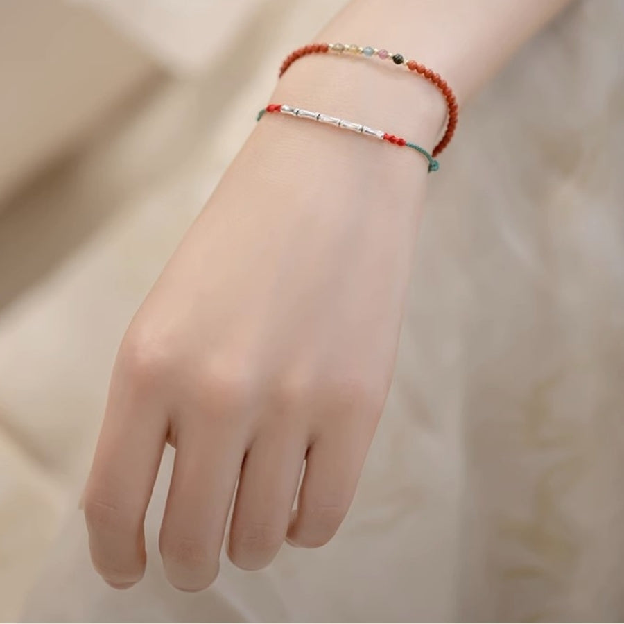 Sliver Bamboo design Rope Bracelet