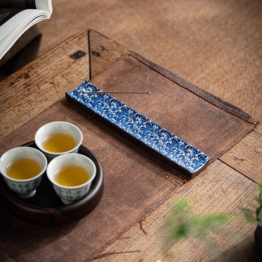 blue incense holder