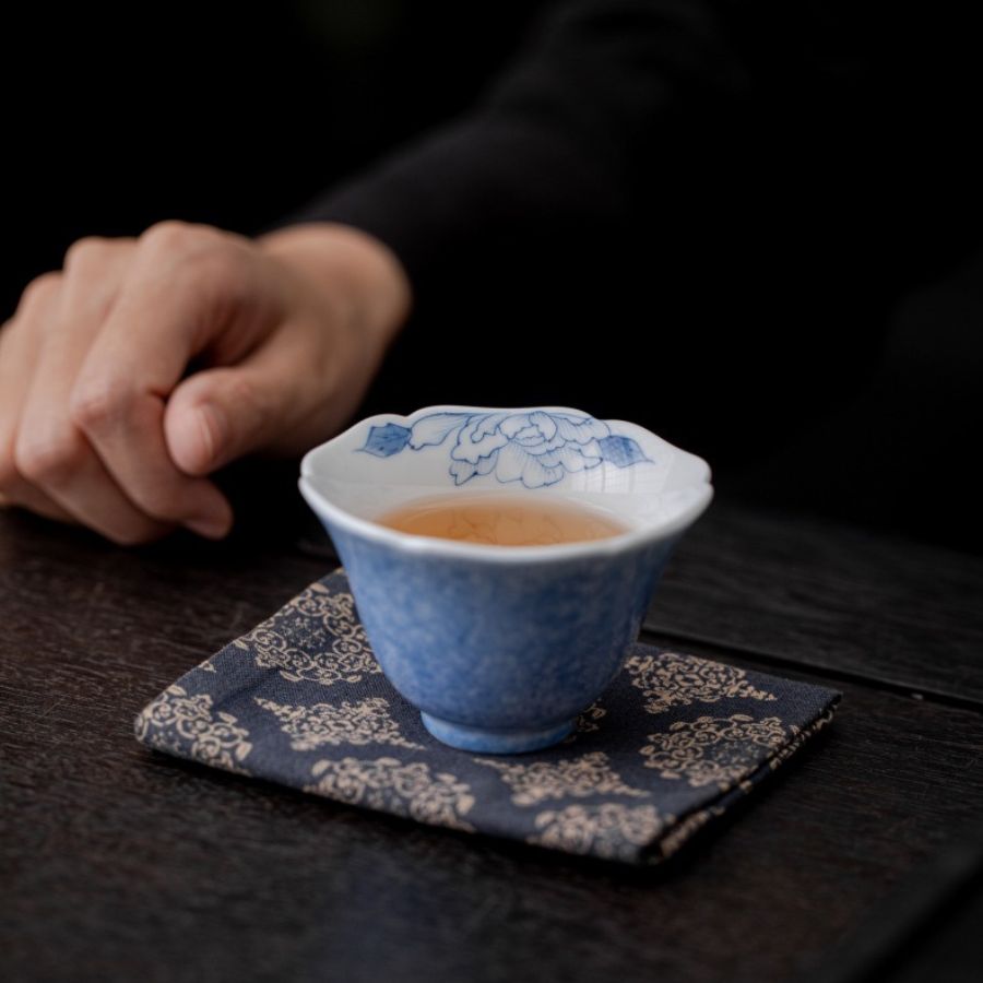 Handmade Butterfly Blue & White Porcelain Tea Cup | Joy Flow My Store