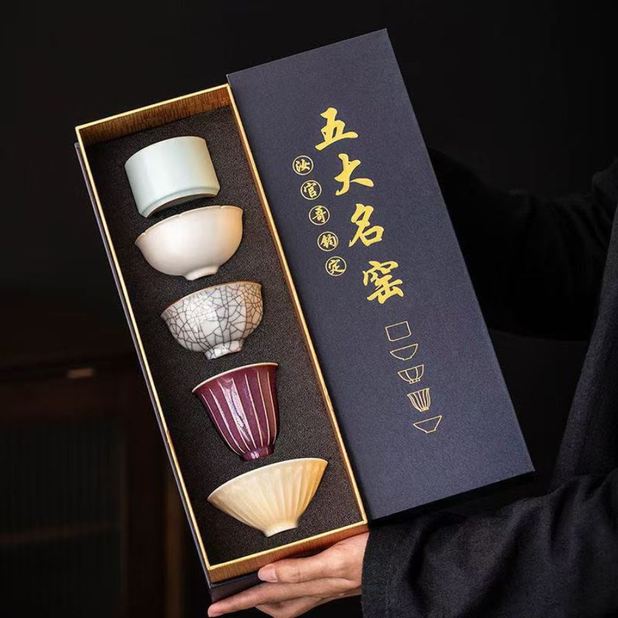 5‑Pack Exquisite Ceramic Teacup Gift Box | Joy Flow My Store