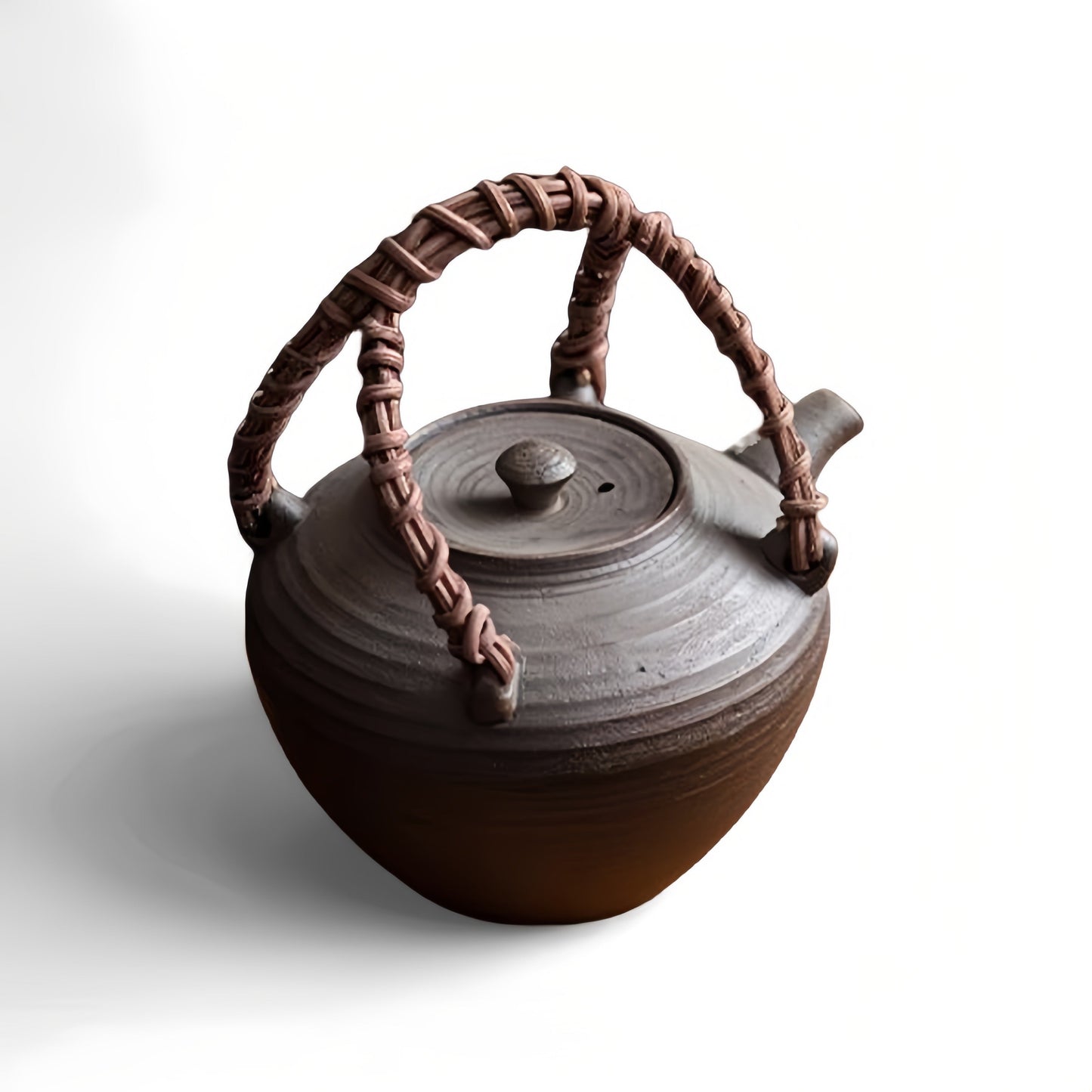 Artisan Yan Clay Teapot with Woven Rattan Arch | Joy Flow My Store