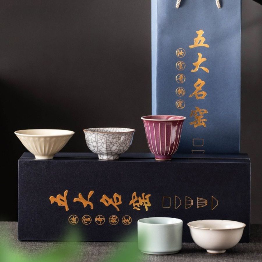 5‑Pack Exquisite Ceramic Teacup Gift Box | Joy Flow My Store