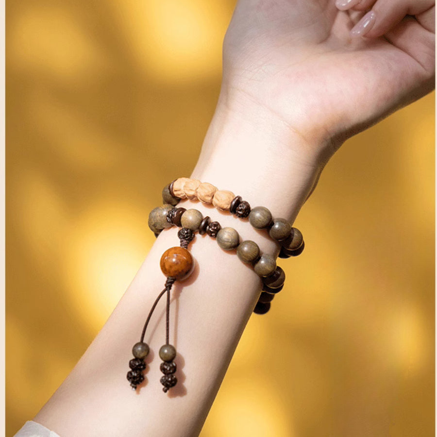 Aromatic Green Sandalwood Double Wrap Mala Bracelet | Joy Flow My Store