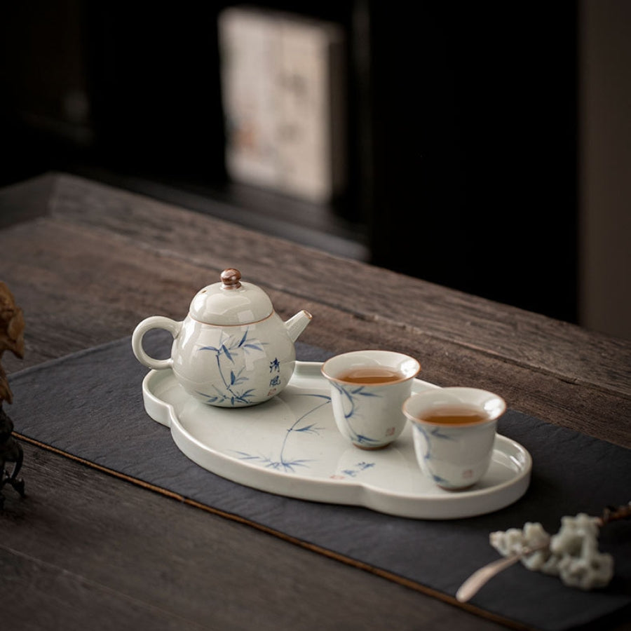 blue and white porcelain tea set