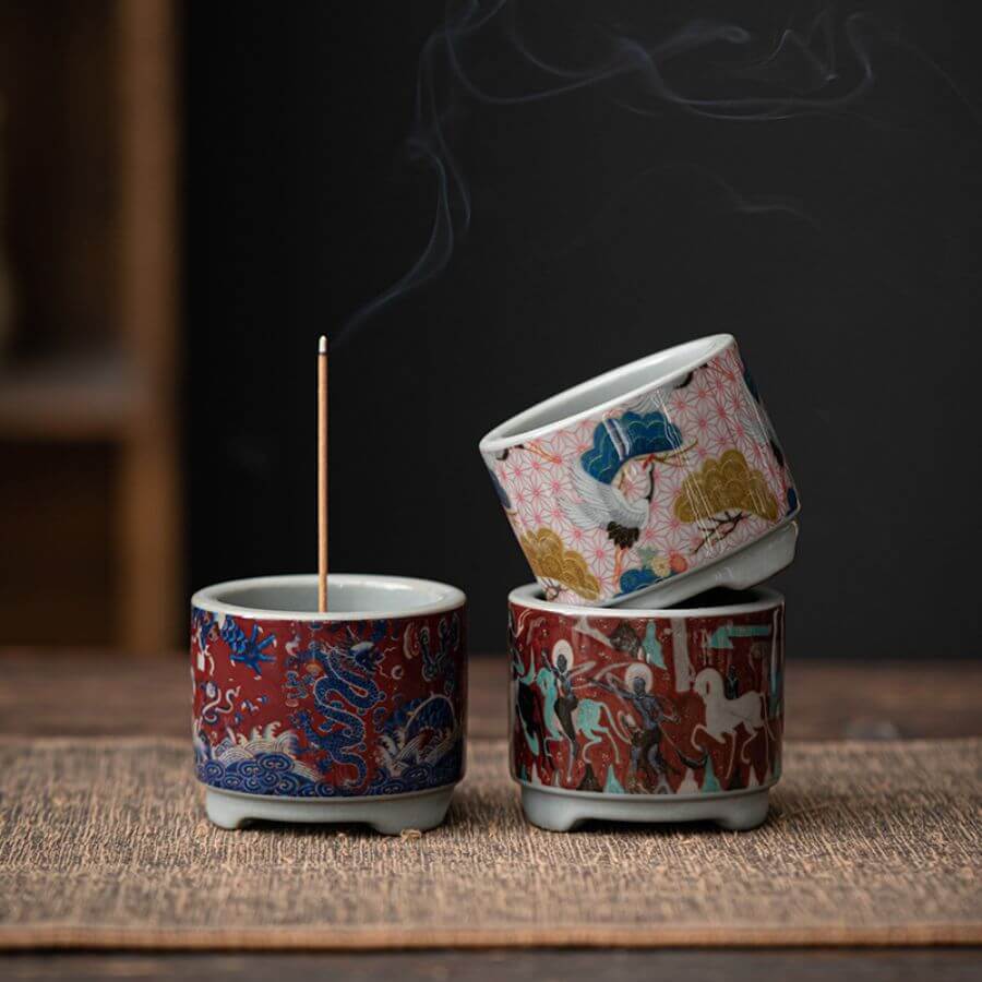 Chinese handmade carved rare Cloisonne Incense holder | Joy Flow My Store