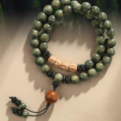 Aromatic Green Sandalwood Double Wrap Mala Bracelet | Joy Flow