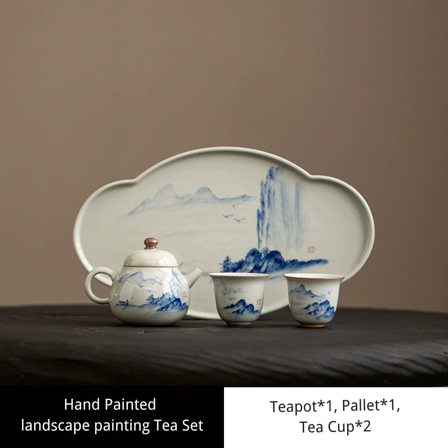 Handcraft blue and white porcelain Gongfu Tea Set | Joy Flow