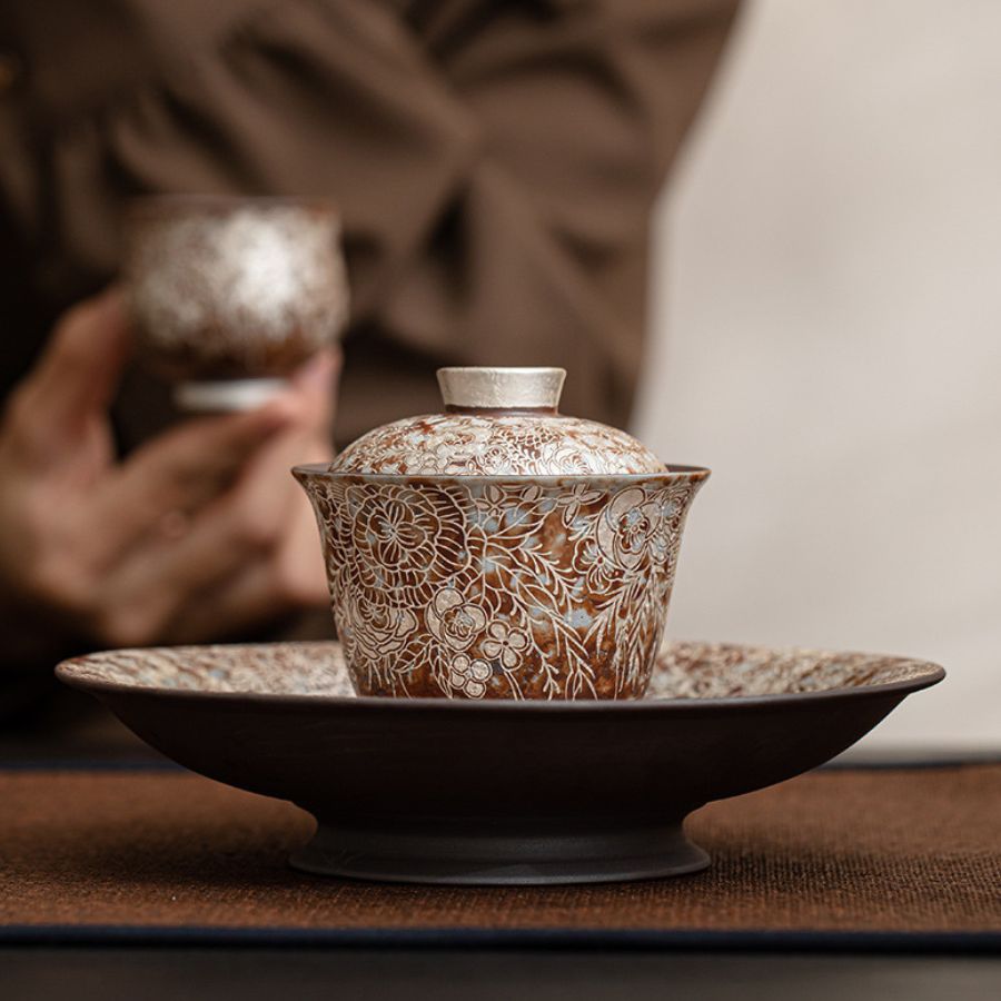 Silver Blossom Serenity Gaiwan Set | Joy Flow My Store